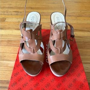 Guess Tan Tabetha Cork Wedge Heel